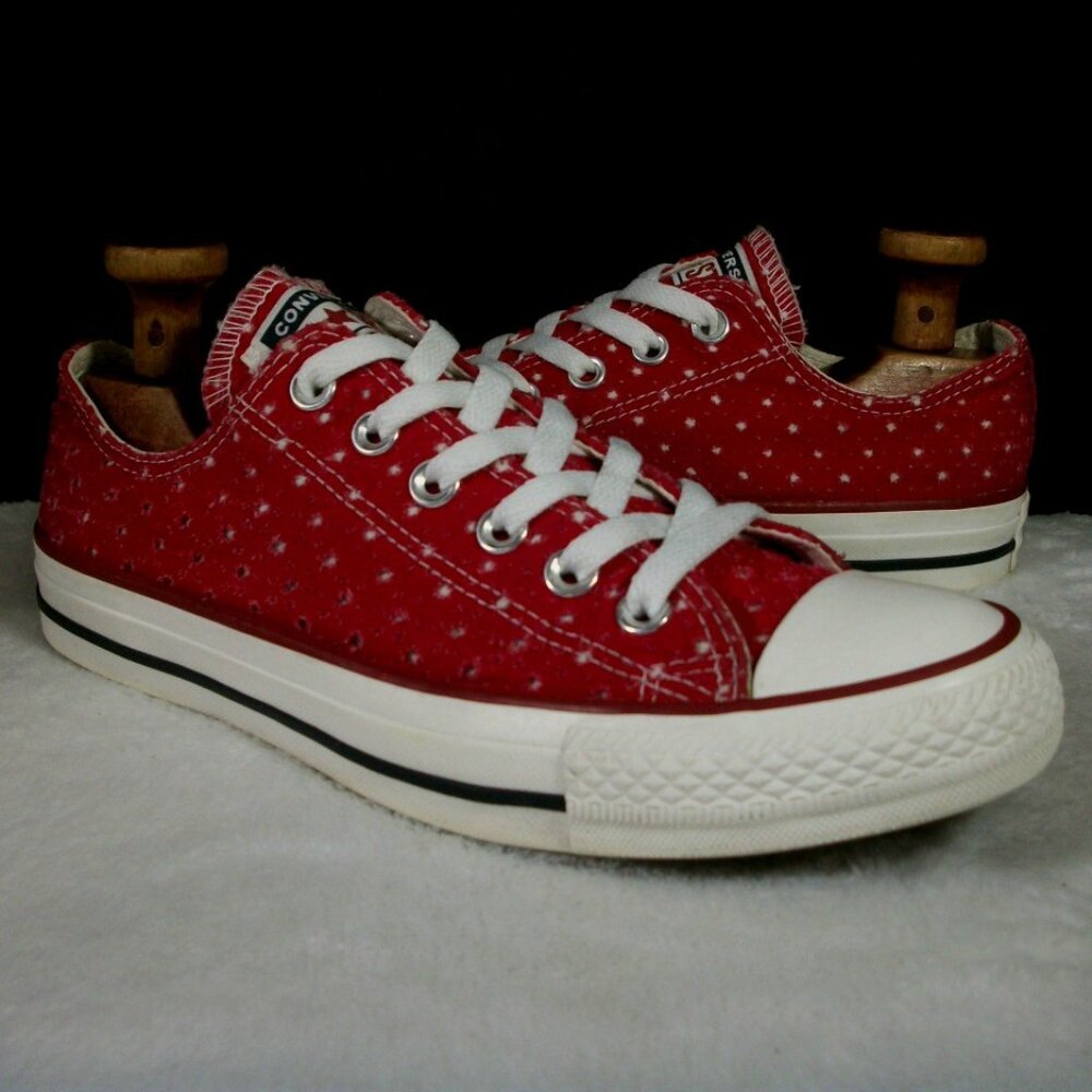 CONVERSE CTAS PERFORATED RED CANVAS LOW UNISEX SNEAKERS M6 W8 160517F FREE SHIP